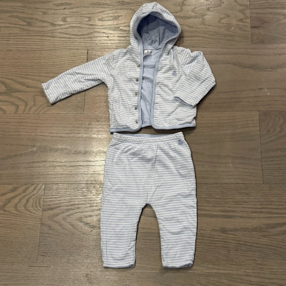 Striped Baby Hoodie and Pants Set Reversible